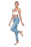 Trendyol, hellblau 100% Bio-Baumwollspitze Hohe Taille-Bootcut-Jeans, klar blau, 38