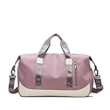 AyusKC Reisetasche, Sporttasche, Sporttasche, Weekender-Übernachtungstasche Für Frauen, Umhängetasche Mit Nasstasche Und Trolley-Hülle (Color : Pink)