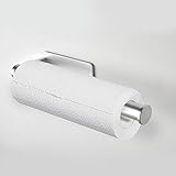 OIZEN Küchenrollenhalter ohne Bohren, Küchenpapierhalter Wand Küchenrollen Halter Aufbewahrung Organisator, Aluminium, 28