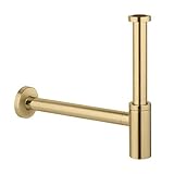 Siphon für Waschbecken, 1 1/4 Zoll, 8 x 15 x 21 cm, goldfarben glänzend gebürstet (Referenz: 28912GN0)