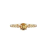 Dreamdge 18K Gold Echtschmuck Ring Damen, Gelb Rund Citrin Diamant Ring 0.52ct Größe 58 (18.5)