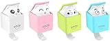 LuoCoCo 4St Tier Wandhaken Selbstklebend, Katze Wasserfest Handtuchhaken, Kinder Lustig Plastik Deko Kleiderhaken ohne bohren für Küche Schlaf Badzimmer/Schlüssel/Taschen/Hüte(Weiß/Rosa/Blau/Grün)