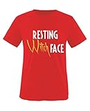 Comedy Shirts - Resting Witch face - Mädchen T-Shirt - Rot/Weiss-Gelb Gr. 86/92