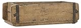 Alte Ziegelform 32x15x9,5 cm - Ein-Kammer - Vintage Holzkiste mit Metallbeschlägen - Echte, benutzte Form aus Indien aus Altholz gefertigt - Jedes Stück ein Unik
