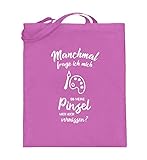 shirt-o-magic Künstler: Ob meine Pinsel mich vermissen? - Jutebeutel (mit langen Henkeln) -38cm-42cm-Pink