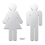 Kinekt3d Leitsysteme WC Aluminium Piktogramme - Toiletten Schilder Set - Höhe 125 mm - Damen + Herren - WC Klo Männchen. Schilder Set 1,5 mm Aluminium - 100% Made in Germany!