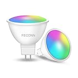 5 W MR16 Smart Glühbirne, GU5.3 LED WiFi Licht, AC/DC 12 V, kompatibel mit Alexa, Google Home, SmartThings, Tunable White 2700 K-6500 K, Farbwechsel, 2 Pin Spotlight, 2 Pack FECONN