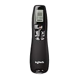 Logitech R700 Presenter, Kabellose 2.4 GHz Verbindung via USB-Empfänger, 30m Reichweite, Roter Laserpointer, LCD-Display mit Timer und Batterieanzeige, 6 Tasten, PC - Schw