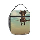 Isolierte Lunchtasche mit Elefantenmotiv auf einem Ast in der Wüste, Tragetasche für Damen, Kühltasche, auslaufsichere Lunchbox für Männer, Mädchen, Kinder, Outdoor, Picknick, Arb