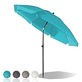 Newton Tyler Sonnenschirm Strandschirm Ø 200 cm Marktschirm Gartenschirm, Terrassenschirm mit Bodenhülse & Drehstange & Schutzhülle, Türkis rund Sonnenschutz UV 50+