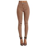 Eauptffy Damen Jeans Zerrissene Jeanshosen Low Waist Skinny Boyfriend Denim Loch Jeggings Lässige Retro Hosen Stretch Jeans mit Risse Destroyed Look Jeanshose Röhrenjeans Slim Fit Boyfriend J