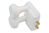 Vantage VT Monoblock Twin LNB, SAT LNB für 2 Teilnehmer, Twin DVB-S/2 Universal LNB zum gleichzeitigen Empfang von 2 Satelliten. Geeignet für Astra und Hotb