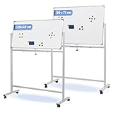 Jago® Mobiles Whiteboard - 110x75 oder 120x60 cm, inkl: 12 Magnete, 3 Marker und Schwamm, Magnetisch, Doppelseitige, Alurahmen, Weiß - Magnettafel, Magnetwand, Magnetboard, Tafel mit Rollen (110x75cm)