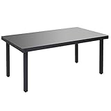 Mendler Poly-Rattan Gartentisch Cava, Esstisch Tisch mit Glasplatte, 160x90x74