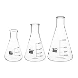 iplusmile 3Pcs Schmalen Mund Glas Glaskolben Flachen Boden Glaskolben Flüssigkeit Probe Experiment Glaskolben Wissenschaftliche Becher Experiment Zubehör 3 Größen 100Ml 250Ml 500M