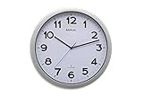 Funkuhr 9054095 MAULstep, Wanduhr, automatische Zeiteinstellung, große Ziffern, Kunststoff, bruchfest, silber, Ø 40