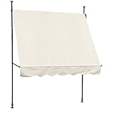 SVITA Klemmmarkise Balkonmarkise Sonnenschutz Markise Handkurbel ohne Bohren (300 x 150 cm, Beige)
