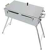 Mangal Edelstahl Schaschlikgrill Tallinn Plus mit Deckel Ablage Klappbeine G