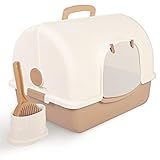 hanxiaoyishop Katzenklo Clamshell-Katzentoilette Vollverpackt Anti-Spritzgeruch Große Katzentoilette Sandschale Katzenzubehör Katzentoilette (Color : Brown)