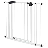 ECD Germany Türschutzgitter für Kinder, Hunde und Katzen, 85-95cm inkl. 10cm Verlängerung, ohne Bohren, Weiß, beidseitig, Selbstschließend, Metall-Gitter zum Klemmen, Treppenschutzgitter Absperrg
