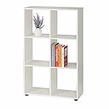 6 Fächer Bücherregal, Würfelregal, Aufbewahrungsregal für Büro, Kinderzimmer, Schlafzimmer, Garderobe, weiß