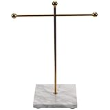 wivarra Nordisch Metall Golden Lager Regal mit Marmor Sockel Chic Ins Moderner Schmuck Halskette Ohrring Display Rack Halter Schreibtisch Dek