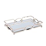 TYUTYU Tablett Rechteck Spiegel Parfüm Schmuck Display Kommode Servierschale Aufbewahrungsmakeup Organizer for Badezimmerkü