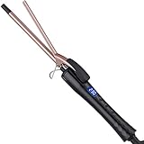 Aibesser Mini Lockenstab, 9mm Lockenstab Keramik, Lockenstab Kleine Locken mit LCD Display(100℃— 230℃), 30s Schnelles Aufheizen Curling Wand Mit Handschuh für Männer F