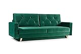 mb-moebel Modernes Sofa Schlafsofa Kippsofa mit Schlaffunktion Klappsofa Bettfunktion mit Bettkasten Couchgarnitur Couch Sofagarnitur 3er NICO (Grün)