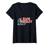 Damen Elvis Presley Official Elvis Neon Sign T-Shirt mit V