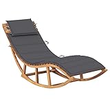 vidaXL Teak Massiv Schaukelliege mit Auflage Sonnenliege Gartenliege Holzliege Relaxliege Liegestuhl Liege Gartenmöbel Saunaliege Strandliege Freizeitlieg