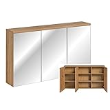 Lomadox Bad Spiegelschrank 120 cm in Artisan Eiche Nb, B/H/T: ca. 120/69,4/20