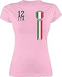 Fussball WM 2022 Fanartikel - 12. Mann Italien Fanshirt - XXL - Rosa - Fußball - L191 - Tailliertes Tshirt für Damen und Frauen T-S