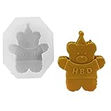 Dongzhi 3D Teddybär Silikonform - 3D Bär Kerzenform - DIY Tier Seifenform Fondantform Kerzengießform Backformen Eiswürfelform für Schokolade, Süßigkeiten, Gummi, Kuchen Dekoration - Zufällige Farb