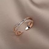 QiuYueShangMao Liebeszeugnis Einfacher Roségold-Ring Exquisites Mode-Temperament Vielseitiger Verstellbarer Ring Eleganter weiblicher Schmuck Verlobungsring Jub
