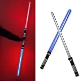 QWERTYUI Lichtschwert anzünden, 2 in 1 RGB (7 Farben) FX Doppelmesser mit Sound, geeignet für Kinderrollenspiele, Halloween, Ostern und Weihnachtsdeko Spielzeug