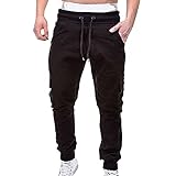 LUNULE Herren Jogginghose Outdoor Jogger Sporthose Sport Gym Fitness Trainingshose mit Taschen für Männer Lange Stretch Patchwork Freizeithose Herren Slim Fit Cargohose Chinohose F