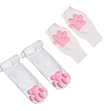 Nette Katze Tatze Handschuhe Kawaii Katze Cosplay, Katze Pfote Pad Handschuhe, Katze Tatze Handschuhe, Halloween Katze Cosplay Zubehör,Rosa Katze Tatze Lange Fingerlose Handschuhe Für Frauen N