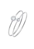 Elli Ring Damen Set mit Kristallen in 925 Sterling Silb