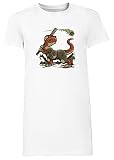 Kämpfen Das Asteroid Damen Lang T-Shirt Kleid Weiß Women's Long Tee Dress W