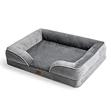 Bedsure orthopädisches Hundebett Ergonomisches Hundesofa - Hundecouch mit eierförmiger Kistenschaum für mittlere Hunde, waschbar rutschfest Hundebetten, Größe in 89x63