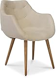 Emily Armlehnenstuhl, 75x61/86 cm, beige, Eiche weiß gekälk