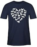 Pferde Geschenk und Reiten Zubehör - Pferdeherz - S - Navy Blau - Pferde Tshirt - L190 - Tshirt Herren und Männer T-S