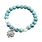 sevennine Perlen Armband Leuchtend Stretch Turquoise Perlen Armreif mit Lotus Anhänger Schmuck für Frauen, leuchtende Armb