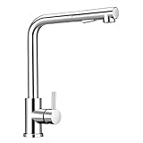 Wasserhahn Küche Ausziehbar Edelstahl, Küchenarmatur Ausziehbar mit Brause, Zwei Wasserstrahlarten, 360° Drehbar, Hochdruck Einhebel Spültischarmatur, mit Zwei 60