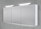 Intarbad ~ Spiegelschrank 170 cm 2X LED Acryl Aufsatzleuchte mit Unterbauleuchte doppelseitig verspiegelt Hacienda Schwarz IB1985