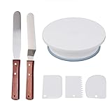 Trintion 7 Teiliges Tortenplatte Drehbar Tortenständer Kuchen Drehteller Cake Decorating Turntable Tortendrehscheibe für Backen Gebäck, Zuckerg
