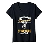Damen Ich hasse Menschen Stinktiere T-Shirt mit V
