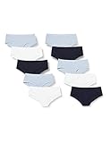 Amazon-Marke: Iris & Lilly Damen-Hipster aus Baumwolle, 10er-Pack, Mehrfarbig (Night Sky/White/Zen Blue), XXL, Label: XXL