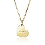 MATERIA Damen Halskette mit Gravur Anhänger Herz Gold 925 Silber vergoldet 42-45cm mit Geschenk-Box #KA-442, Schrifttyp:Schrifttyp 17
